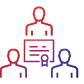 Icon of three outlines of a person with a certificate in the middle